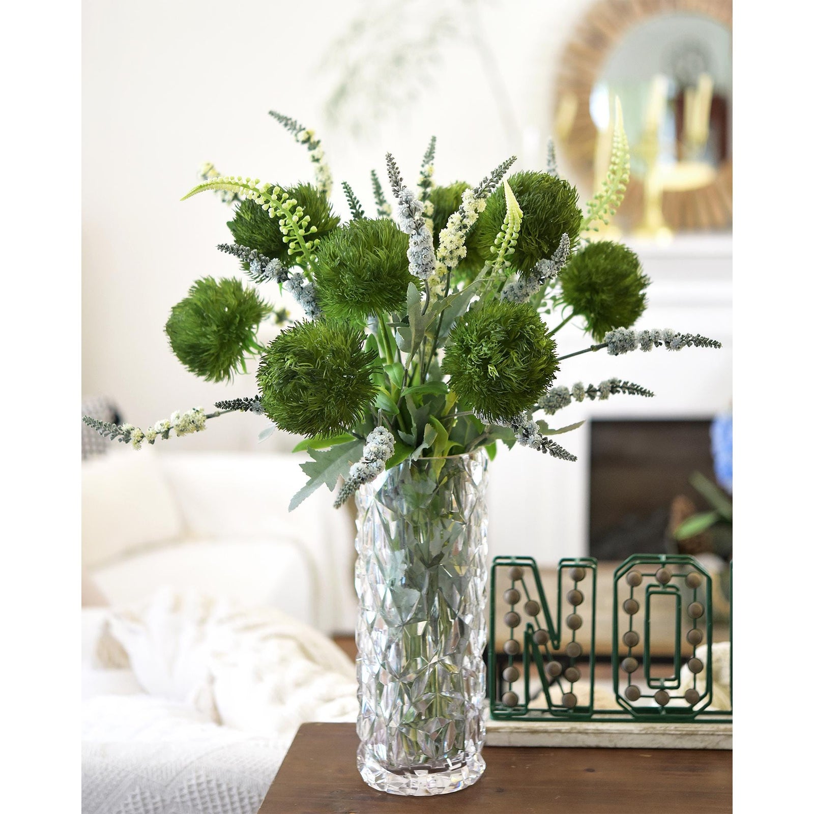 Faux Green Trick Dianthus – 6 Stems Artificial Greenery for Weddings, Floral Décor, and Events