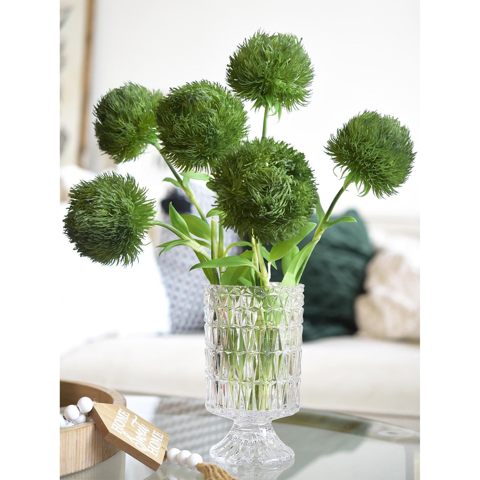 Faux Green Trick Dianthus – 6 Stems Artificial Greenery for Weddings, Floral Décor, and Events