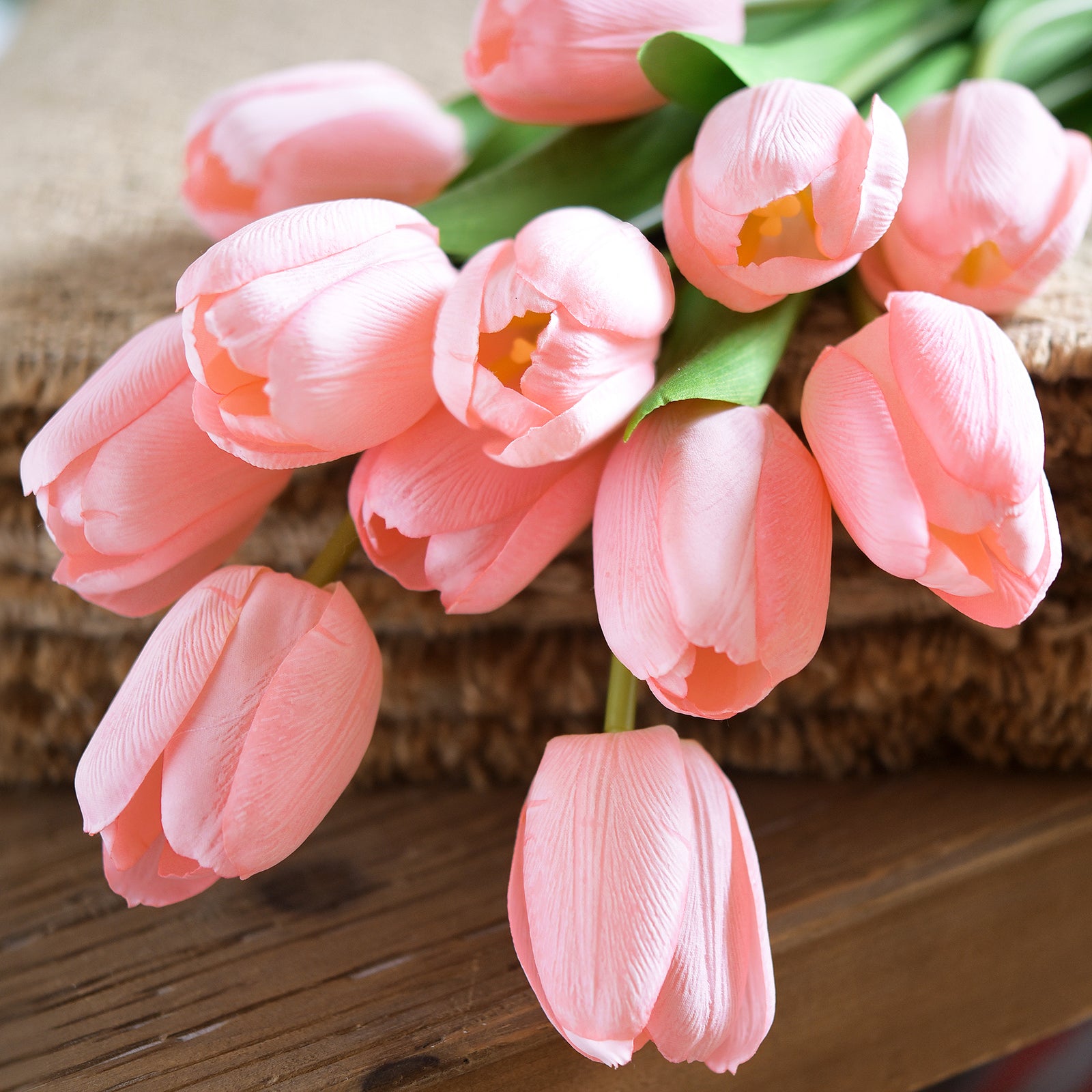 Close-Up of Lifelike Blush Pink Tulip Petals with Realistic Texture