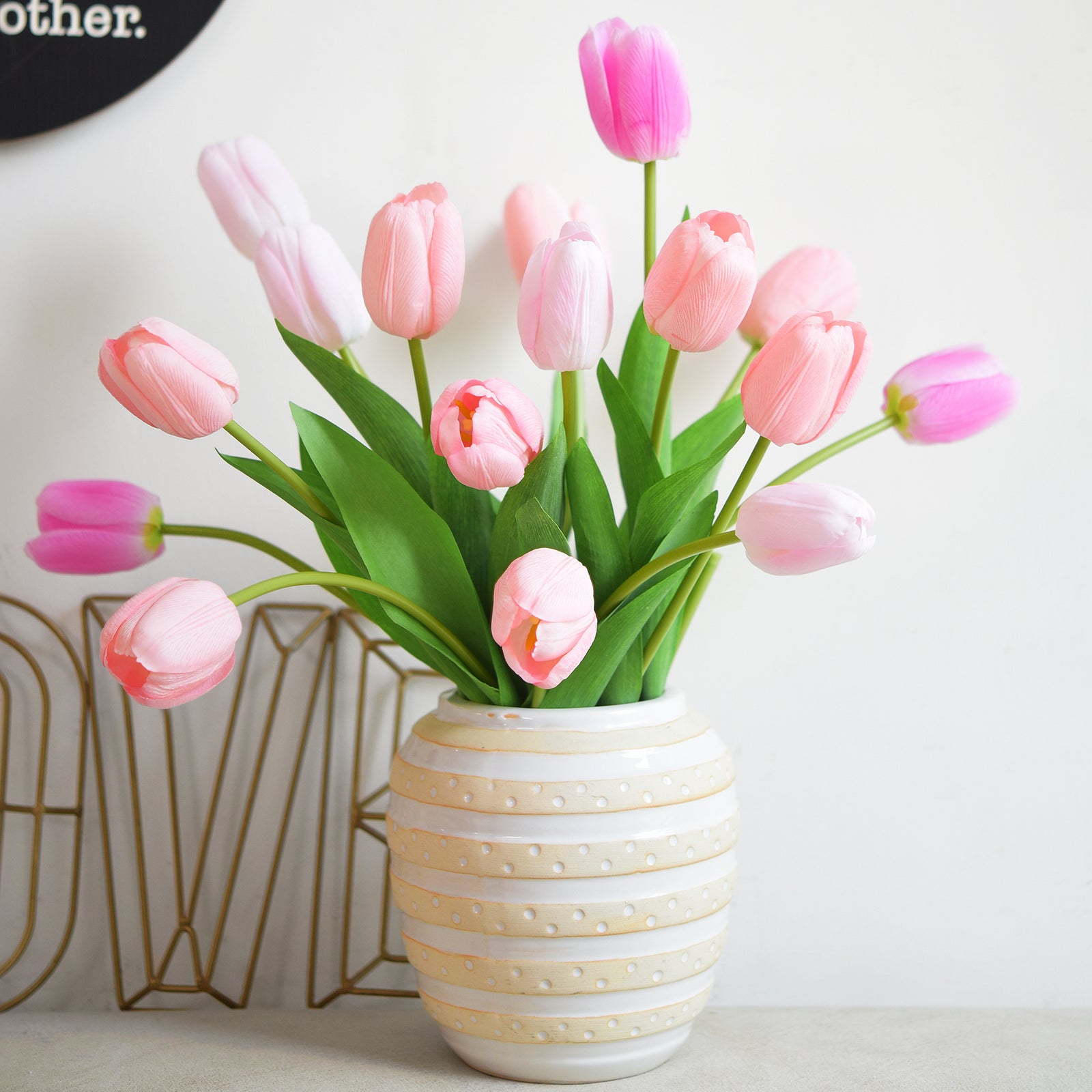 Blush Pink Tulips in a Romantic Spring Decor Arrangement