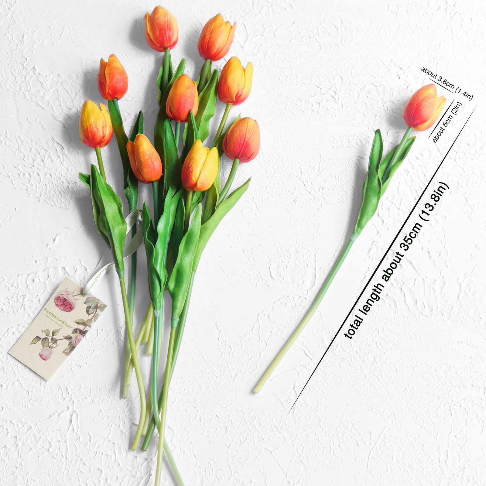 Sunset Real Touch Tulips Artificial Flowers Bouquet 10 Stems