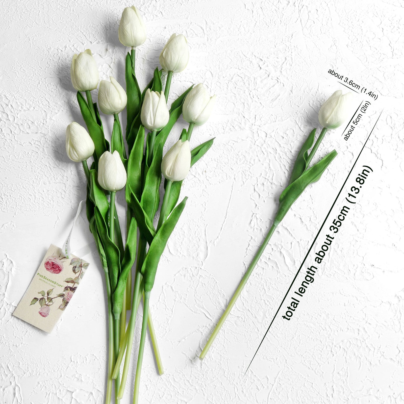 White Real Touch Tulips Artificial Flowers Bouquet 10 Stems