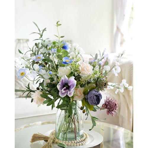 Soft White Sweet Pea Flowers Real Looking Artificial flowers Home Décor 24.8'' (6 Stems) FiveSeasonStuff