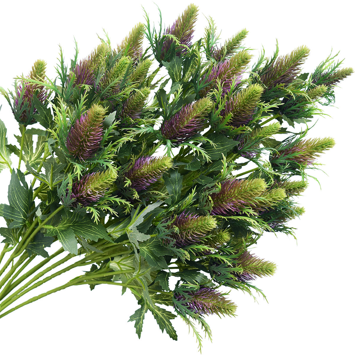 Real Size Artificial Eryngium (Sea Holly) Purple & Green Thistles (8 Stems)