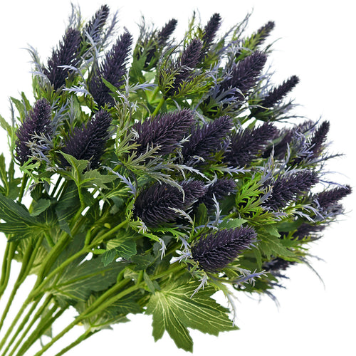 Real Size Artificial Eryngium (Sea Holly) Purple Thistles (8 Stems)