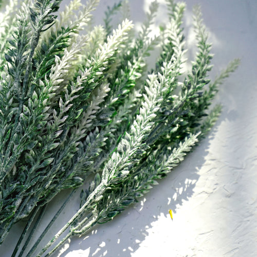 Artificial Flocked White Lavender Flowers & Bouquets 10 Bundles