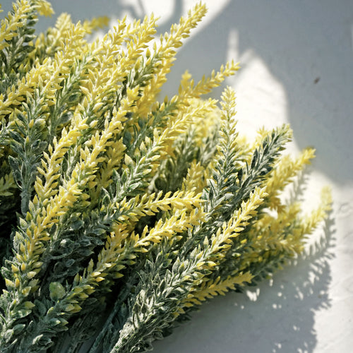 Artificial Flocked Yellow Lavender Flowers & Bouquets 10 Bundles