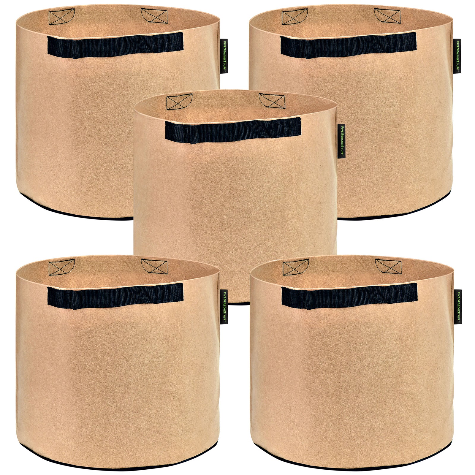 5 Pack 7 Gallons Grow Bags - Breathable Fabric Pots for Healthier Plants Vegetables Flowers – Heavy Duty Thick Containers with Sturdy Handles - Aeration Planters for Smart Gardening (Khaki)