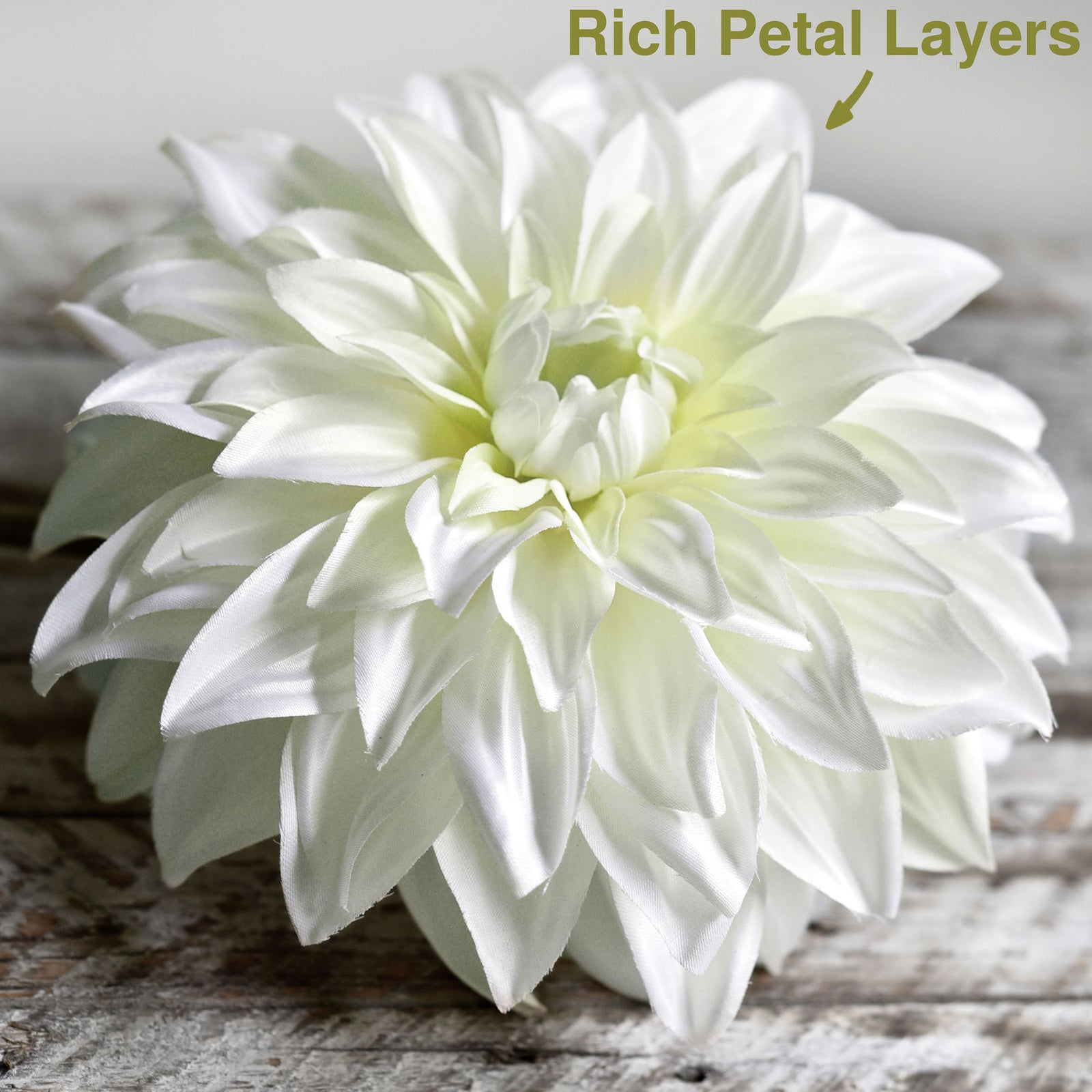 FiveSeasonStuff Artificial Flowers Dahlia Silk Flowers for Outdoors Indoors and Tall Vases (White)