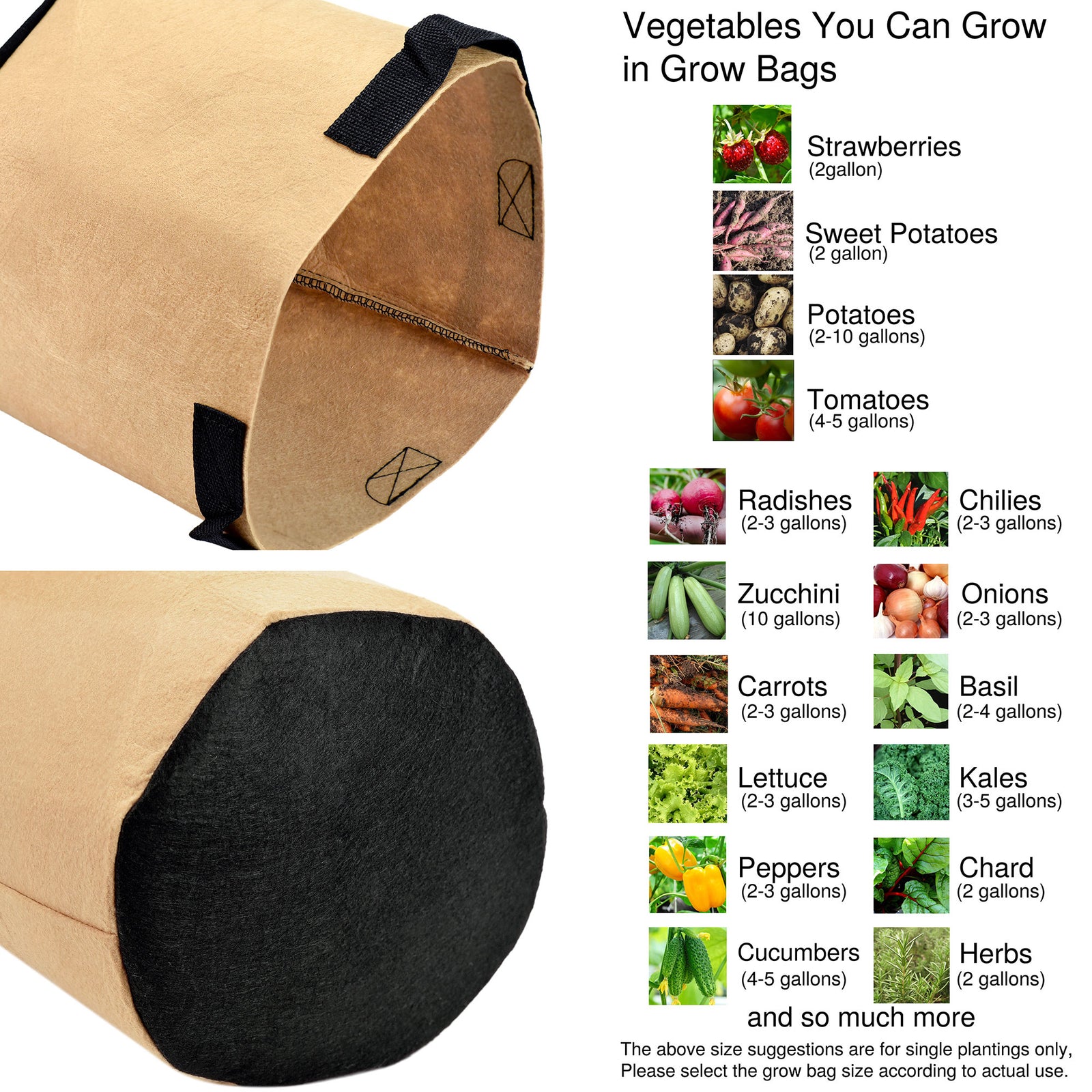 5 Pack 3 Gallons Grow Bags Healthy Smart Gardening Pots