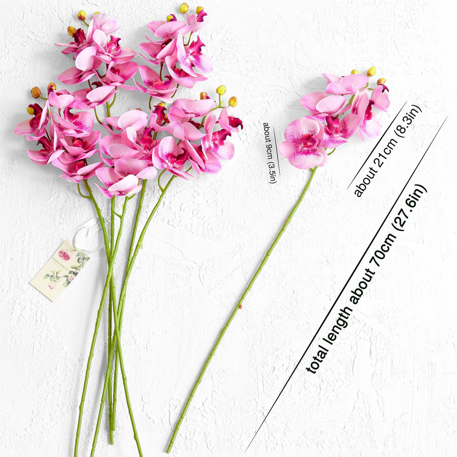 Pastel Violet 2 Stems Real Touch Artificial Butterfly Orchids/Moth Orchid/Phalaenopsis Flowers 27.6" Tall 70cm