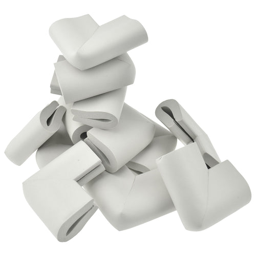12 pieces gray u-shaped foam corner protectors show with a white background.