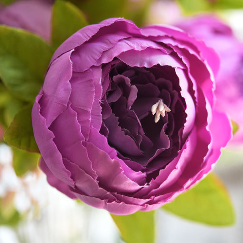 FiveSeasonStuff Purple Silk Peonies Artificial Flower Bouquet