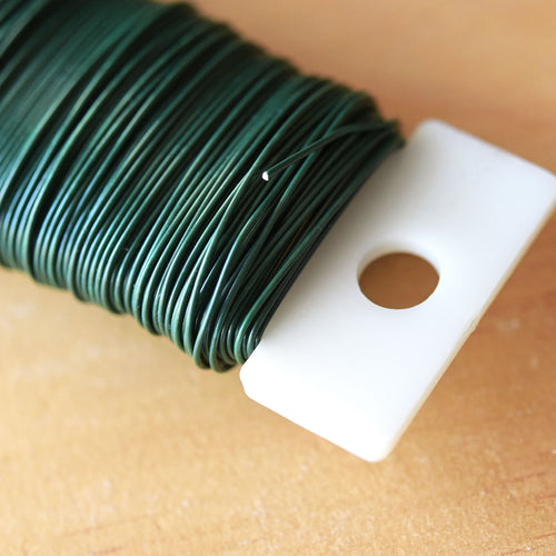 Green Floral Wire, 22 Gauge, Ø 0.7mm, Total 114 ft. - FiveSeasonStuff