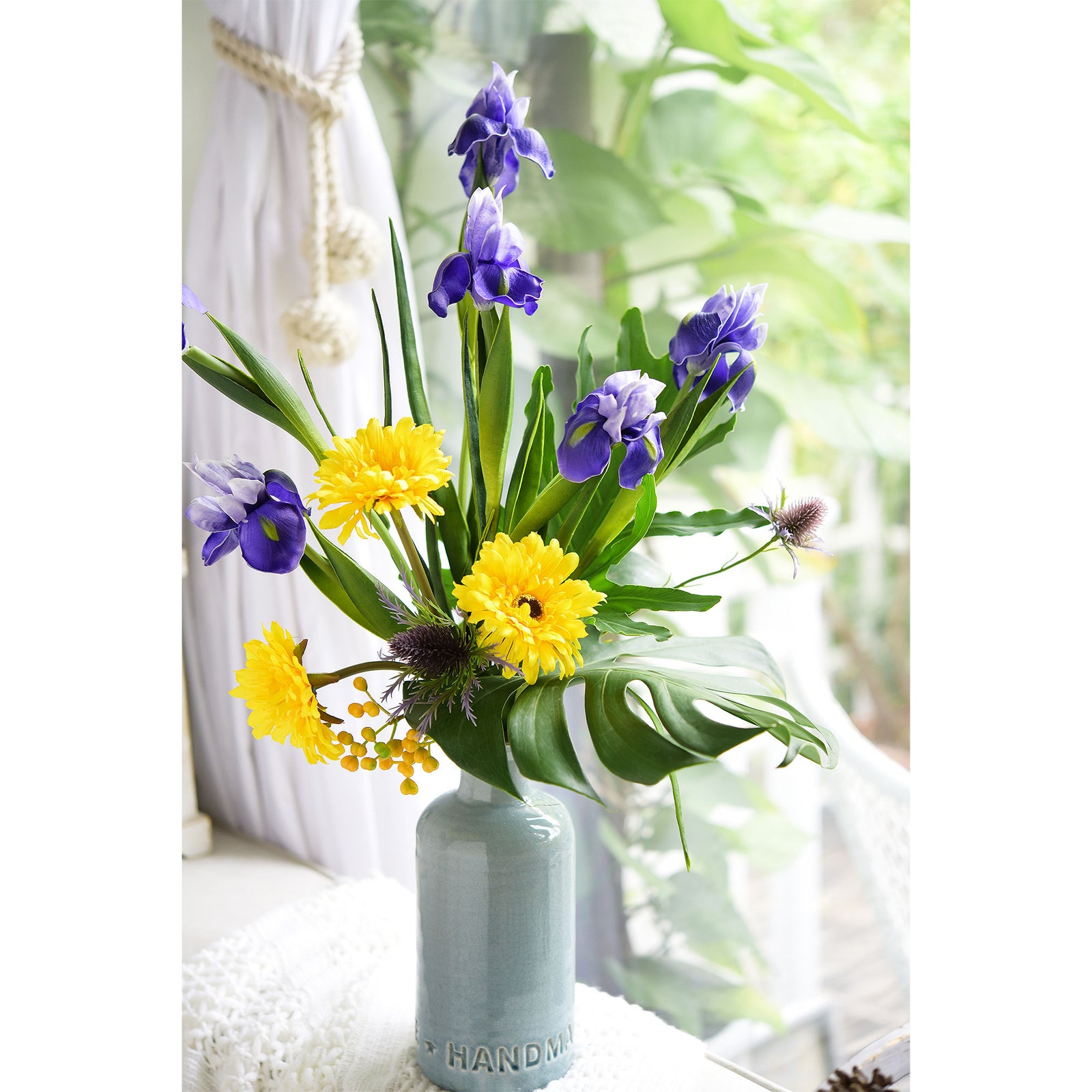 6 Long Stems Iris (Royal Purple) Real Touch Artificial Flower Bouquet
