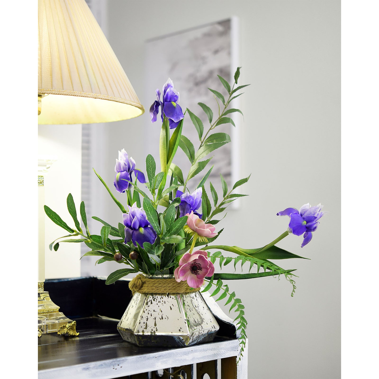 6 Long Stems Iris (Royal Purple) Real Touch Artificial Flower Bouquet
