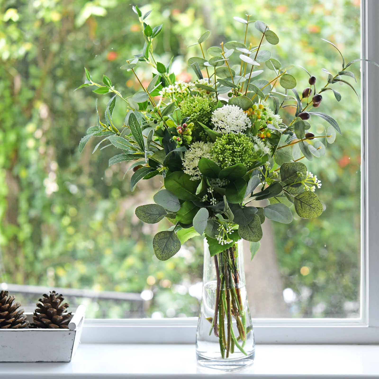 Viburnum (Simply White) Long Stem Artificial Silk Flowers, Filler Flower, Wedding, Home Decor, Arrangment 6 Stems
