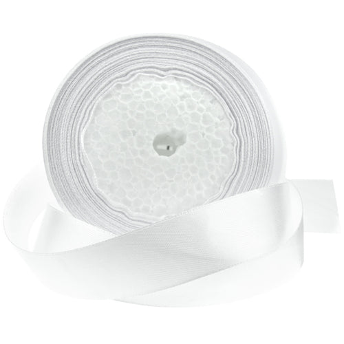 25mm White Single Sided Satin Ribbon