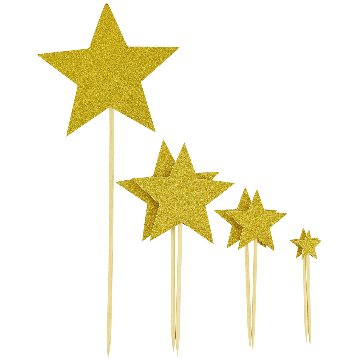 Gold Stars Cake Toppers 7 Pieces