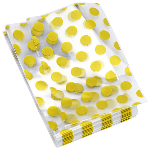 Gold Polka Dots Plastic Gift Bags 100 Pieces