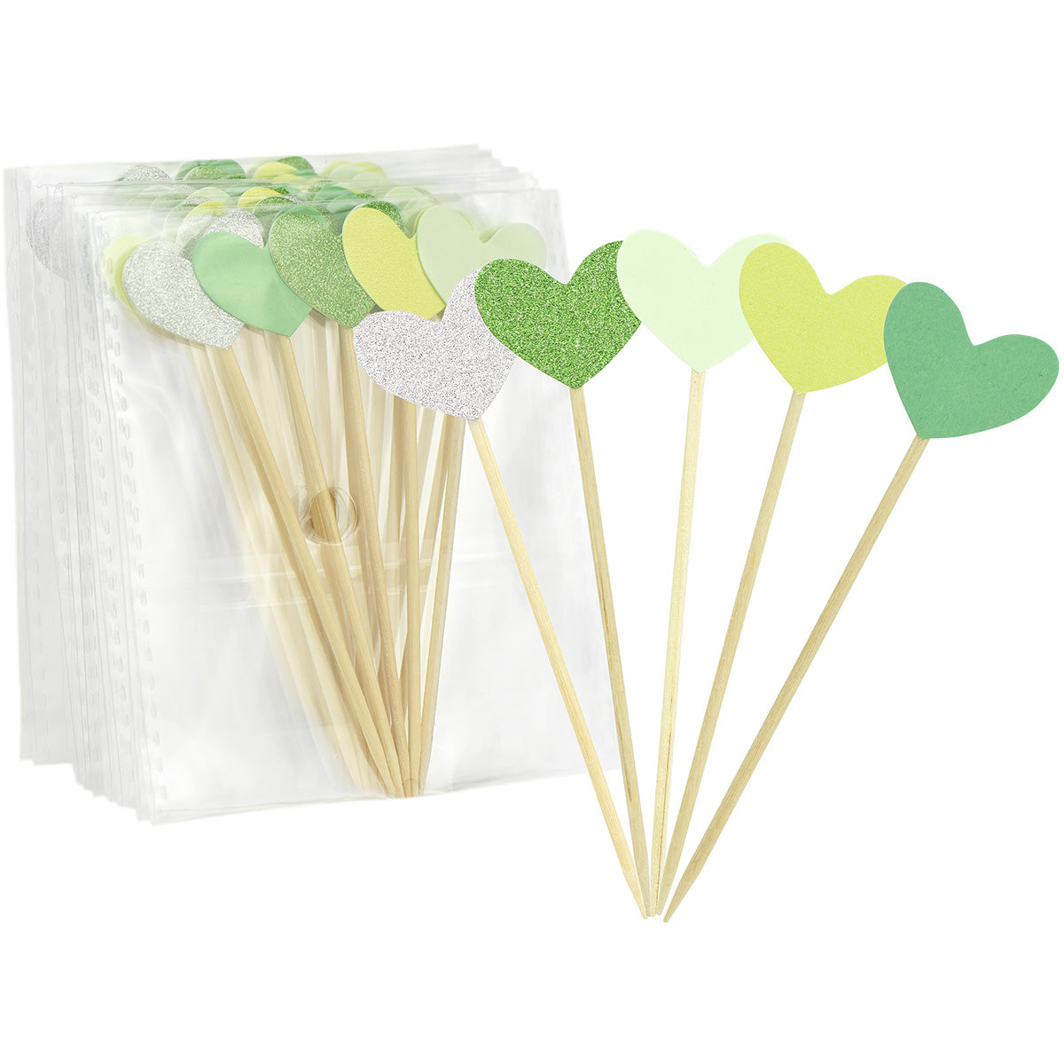 Green Hearts Topper Picks 50 Pieces
