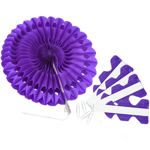 Purple Paper Fan Decoration Paper Rosette 5 Pieces