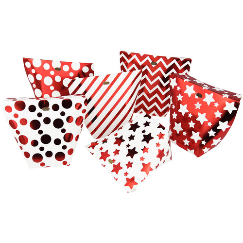 Red & Whites Gift Boxes with 6 Designs 12 Pieces