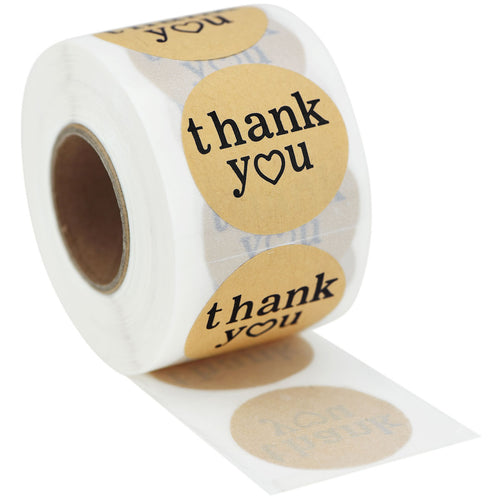 Round Shape Kraft Paper Thank You Stickers 500 Pieces