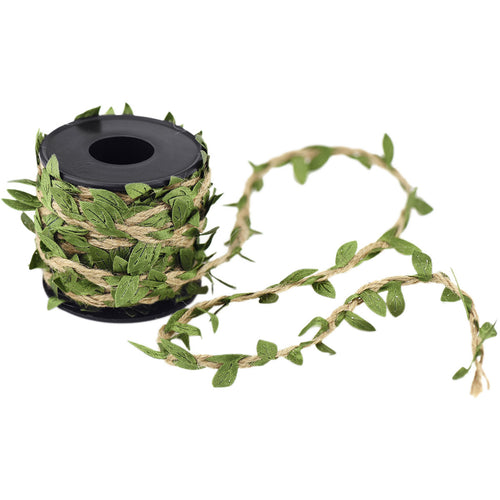 Natural Jute Twine Leaf Ribbon, Jute Rope Cord Tag String Roll, for Gift Wrapping Packaging Decoration/DIY Arts & Crafts, 10 metres (394 inches)