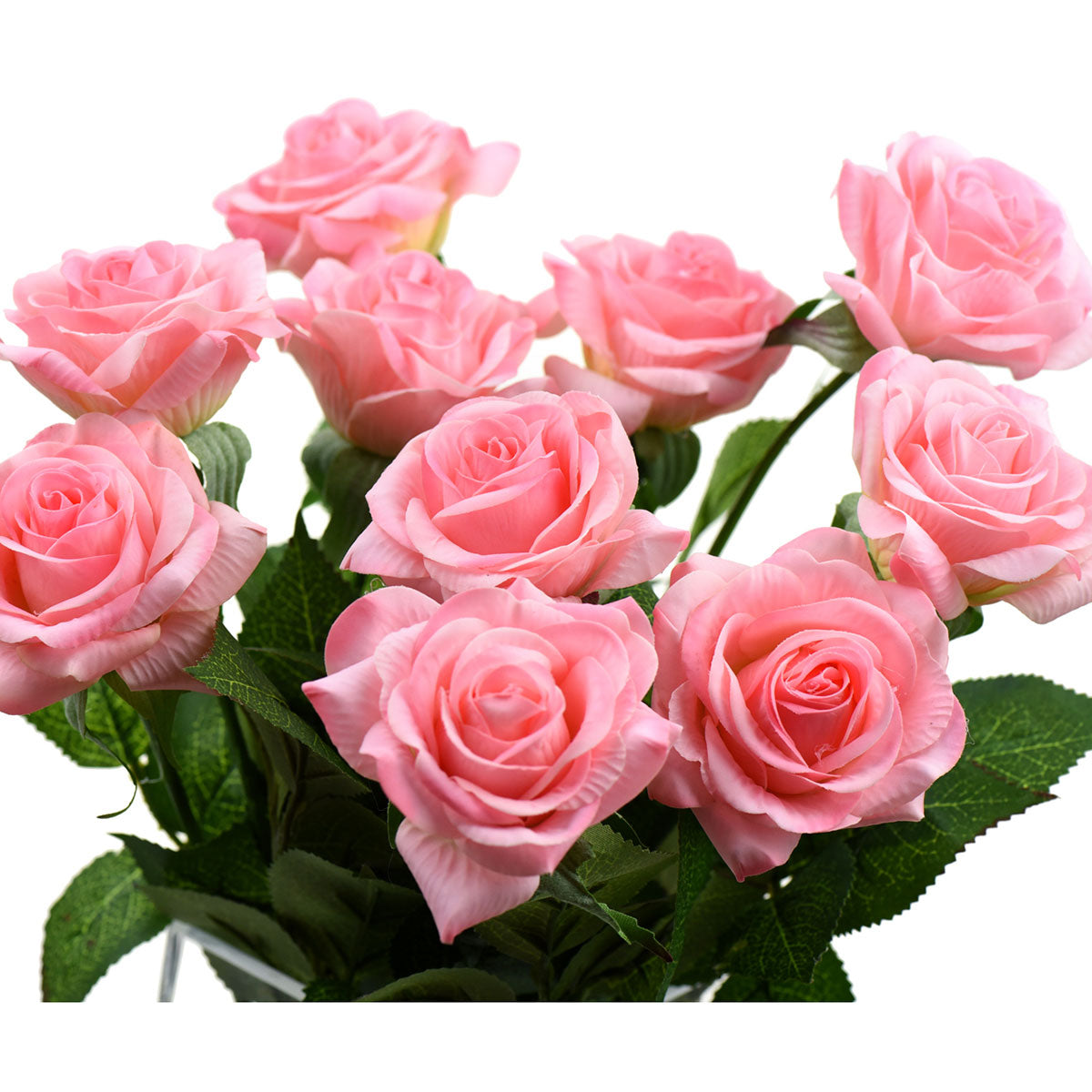 Pink Real Touch Silk Artificial Flowers ‘Petals Feel and Look like Fresh Roses 10 Stems