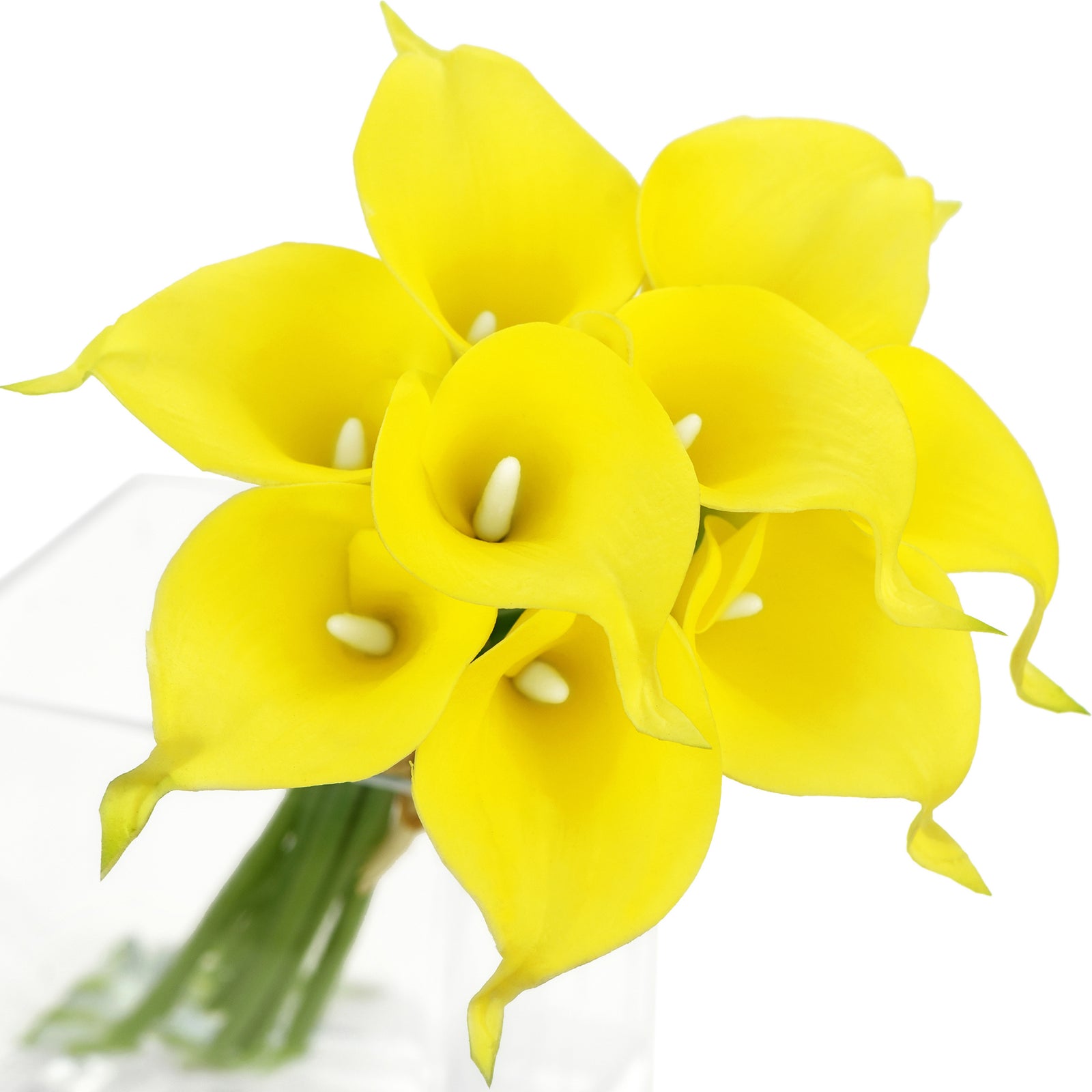 Bright Yellow Real Touch Calla Lilies Artificial Flower Bouquet 10 Stems