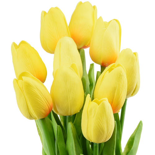 Yellow Real Touch Tulips Artificial Flowers Bouquet 10 Stems