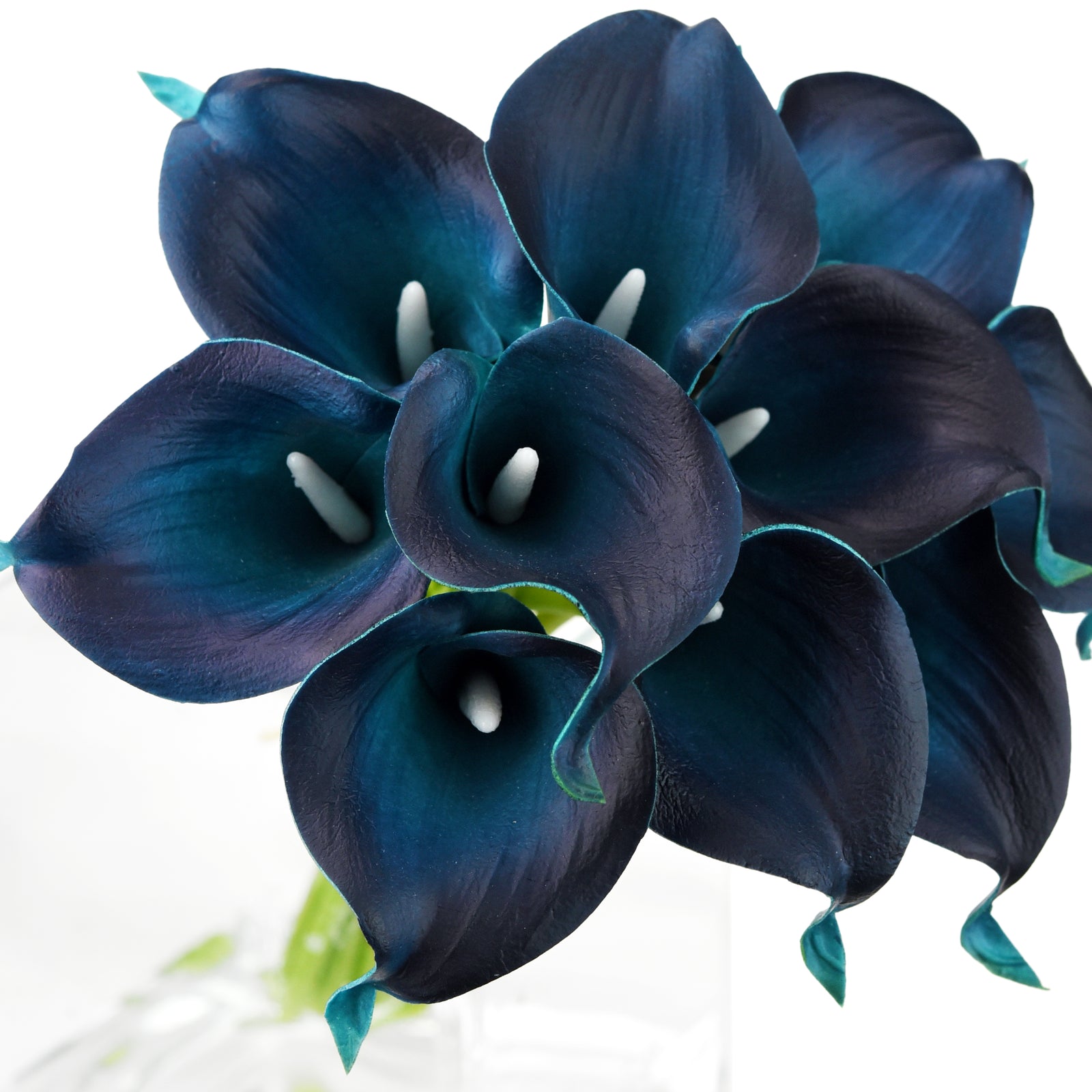 Midnight Blue Real Touch Calla Lilies Artificial Flower Bouquet 10 Stems
