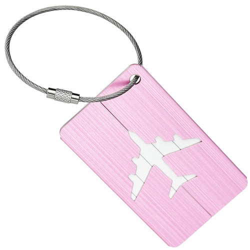 6 Pink Hollow Airplane Pattern Aluminum Luggage Tags