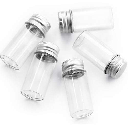 5ml- 25ml Mini Glass Bottles with Aluminium Lid for Decoration, Wish Bottles, Candy, Gift, DIY.