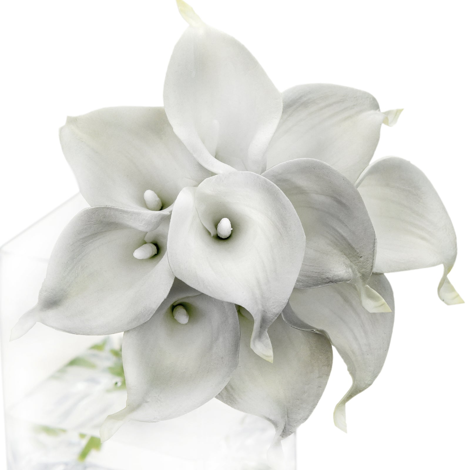Light Grey Real Touch Calla Lilies Artificial Flower Bouquet 10 Stems