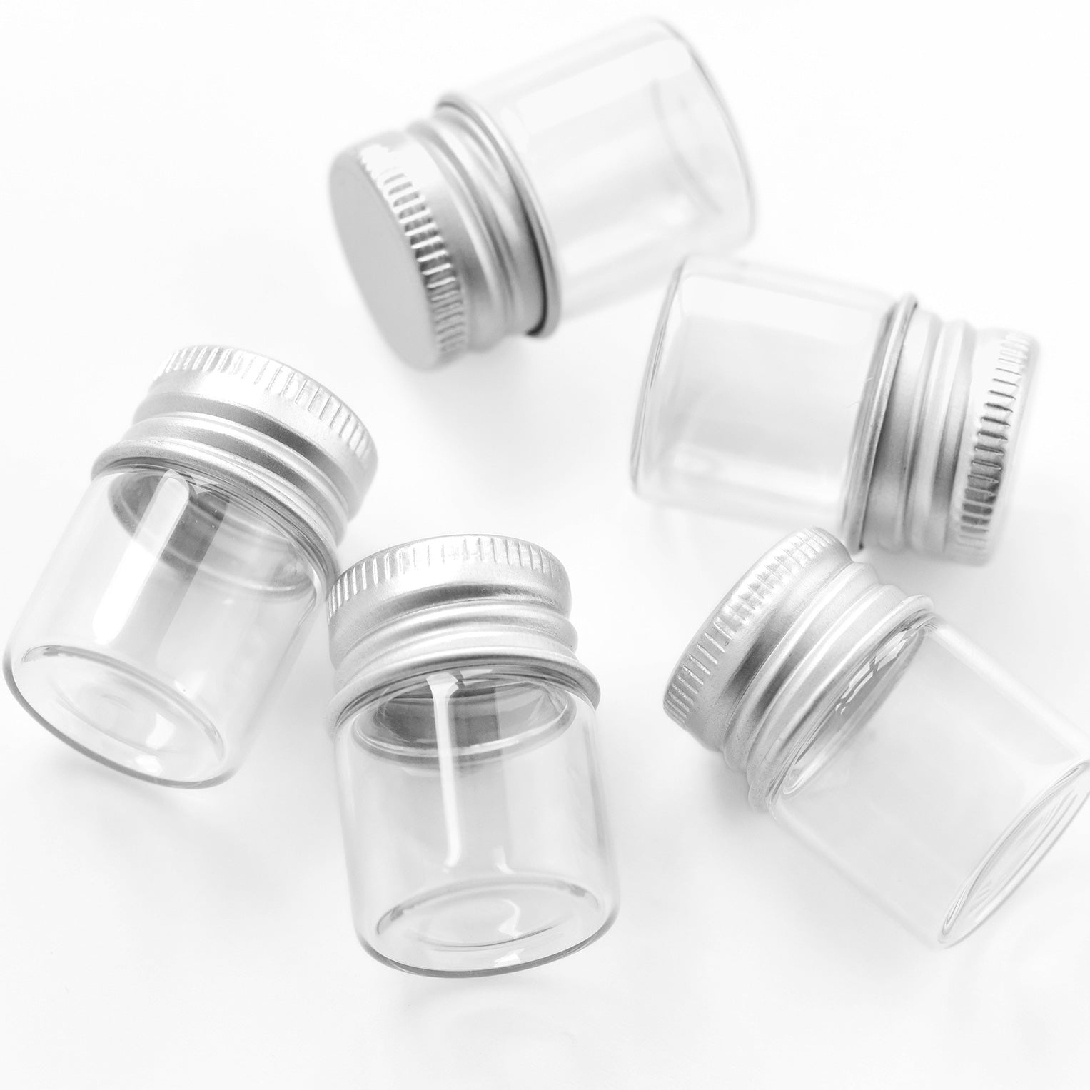 Glass Bottles With Aluminium Lids, Small Mini Glass Jars, Empty