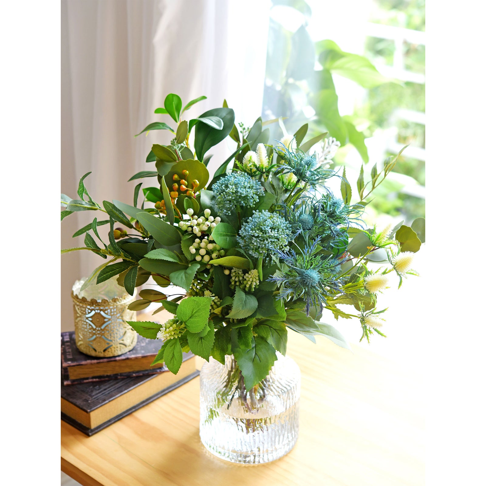 Viburnum (Waxy Blue) Long Stem Artificial Silk Flowers, Filler Flower, Wedding, Home Decor, Arrangment 6 Stems