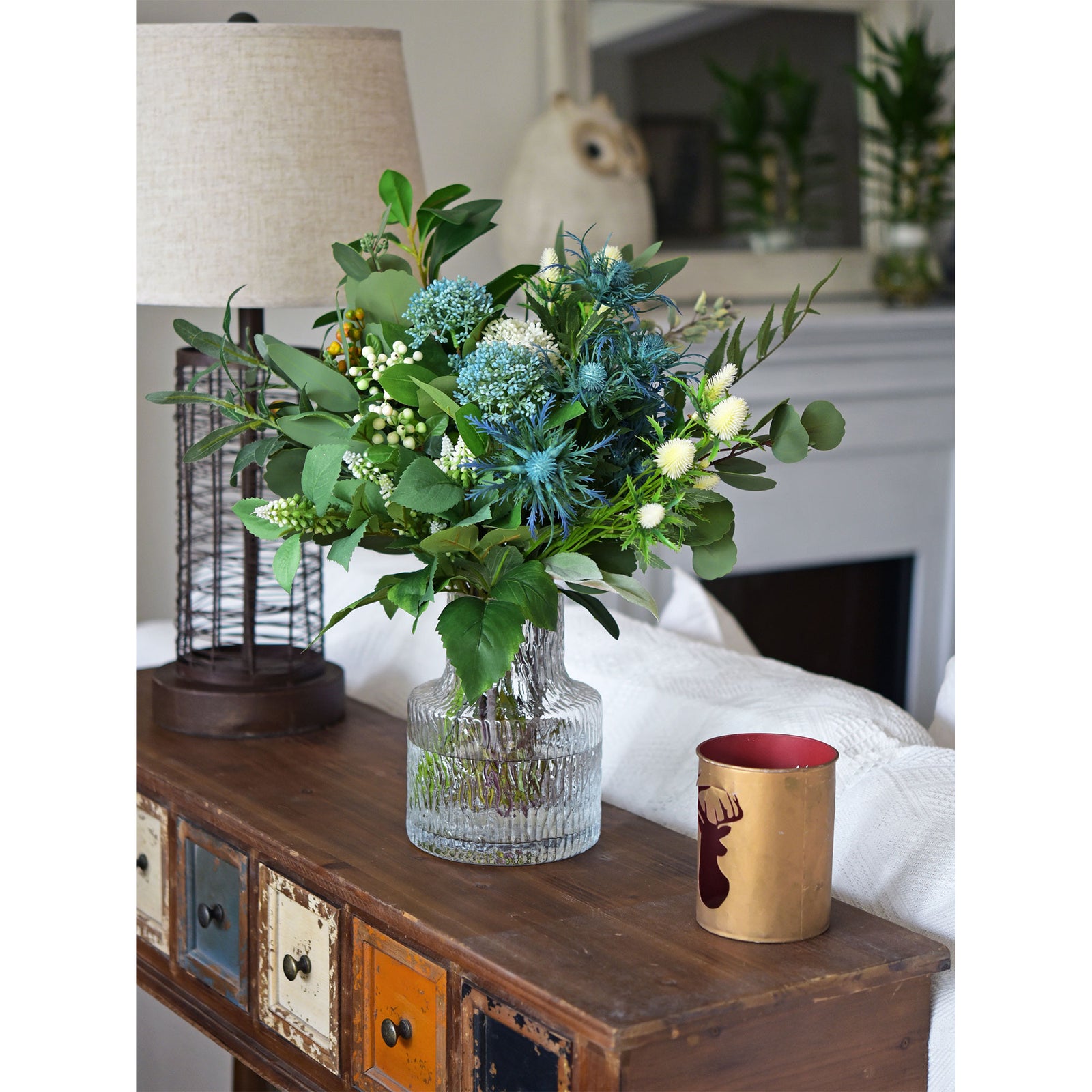 Viburnum (Waxy Blue) Long Stem Artificial Silk Flowers, Filler Flower, Wedding, Home Decor, Arrangment 6 Stems
