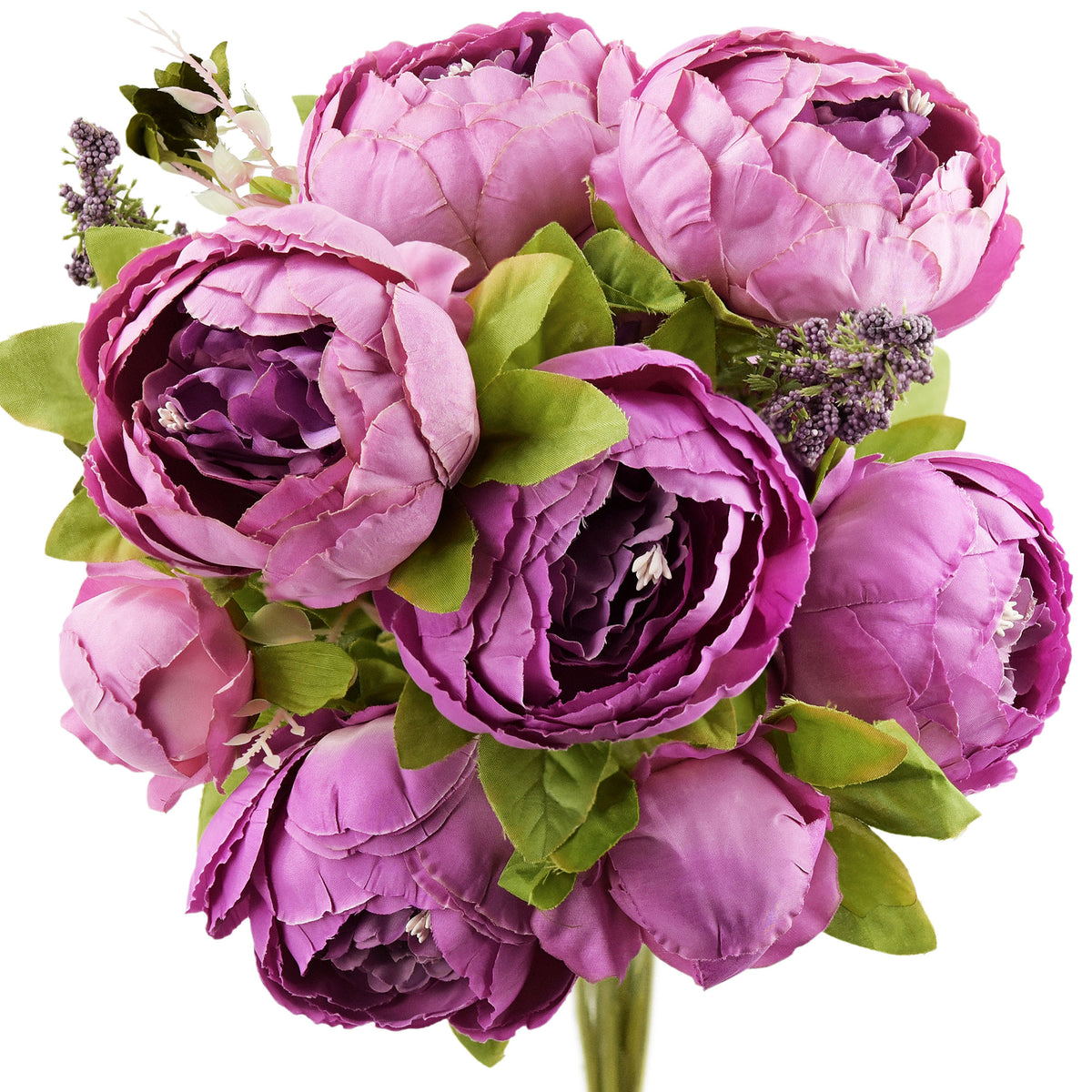 Fiveseasonstuff Purple Silk Peonies Artificial Flower Bouquet 7080