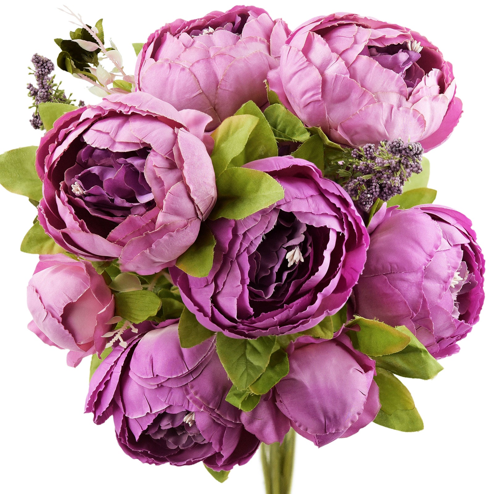 FiveSeasonStuff Purple Silk Peonies Artificial Flower Bouquet