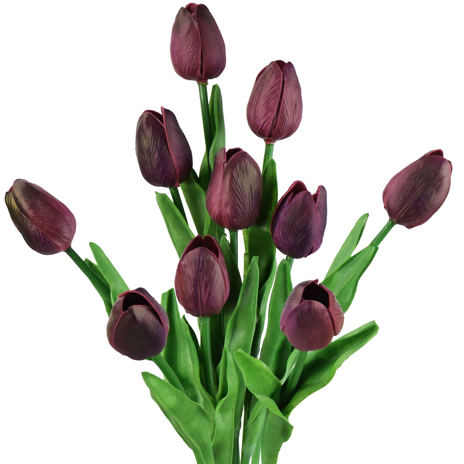 Dark Scarlet Real Touch Tulips Artificial Flowers Bouquet 10 Stems