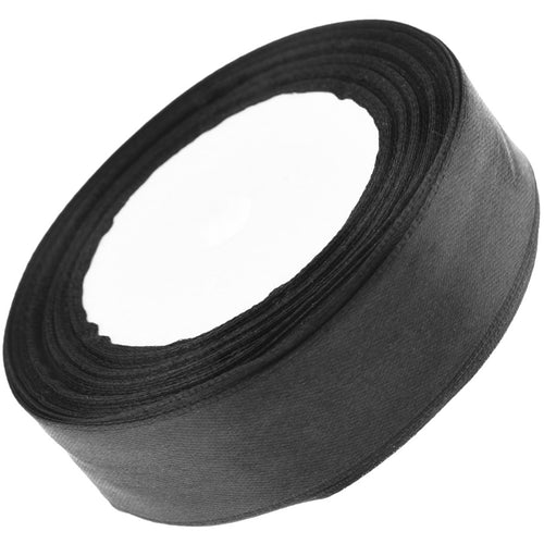 25mm Black Single Sided Satin Ribbon