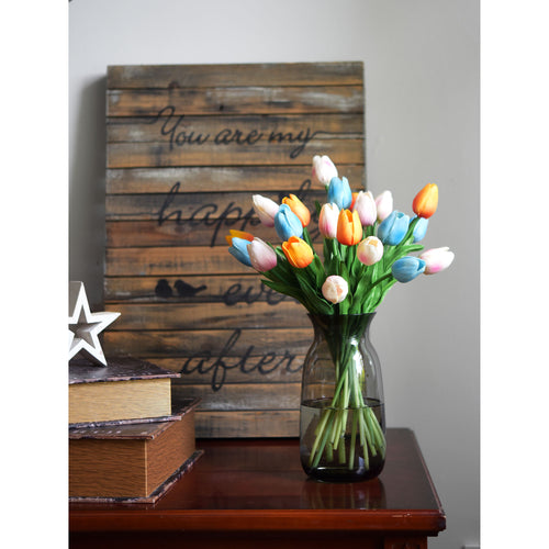 Milky Lake Blue Real Touch Tulips Artificial Flowers Bouquet 10 Stems