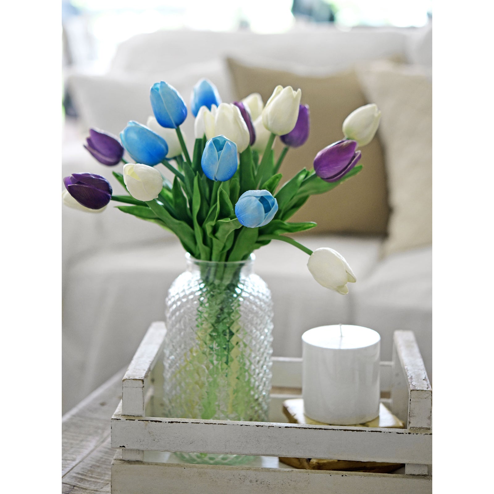 Blue Real Touch Tulips Artificial Flowers Bouquet 10 Stems – FiveSeasonStuff