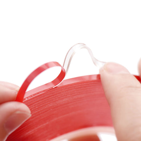 5mm x 1mm x 10 meters Multi-Purpose High Strength Transparent Acrylic Gel Adhesive Double Sided Tape Roll No Residue