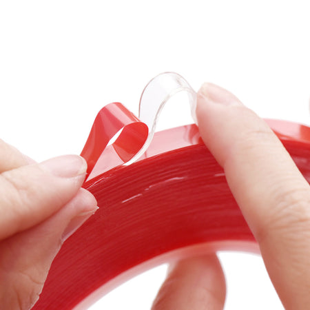 10mm x 1mm x 10 meters Multi-Purpose High Strength Transparent Acrylic Gel Adhesive Double Sided Tape Roll No Residue