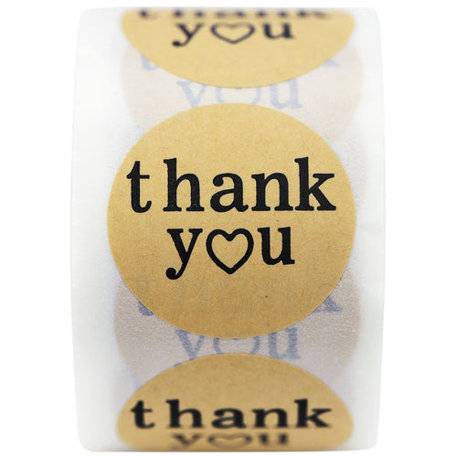 Round Shape Kraft Paper Thank You Stickers 500 Pieces