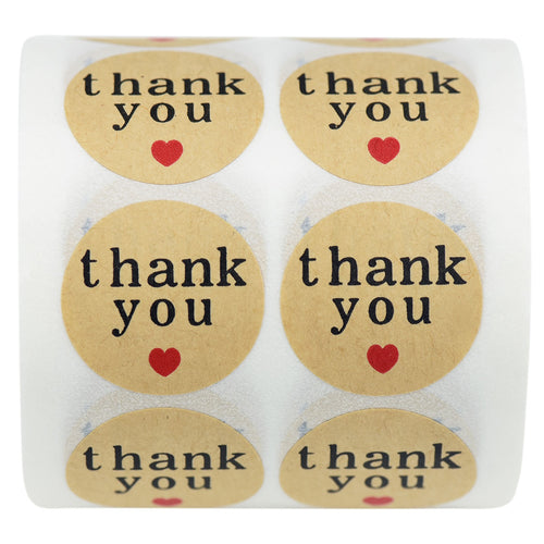 Round Shape Kraft Paper Thank You Stickers 1000 Pieces
