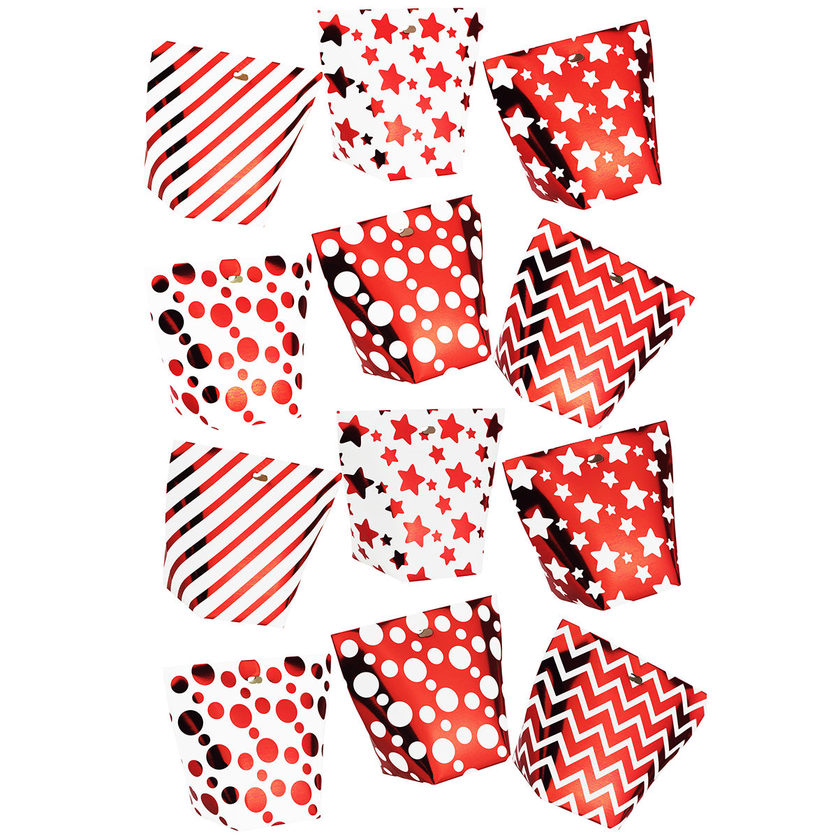 Red & Whites Gift Boxes with 6 Designs 12 Pieces